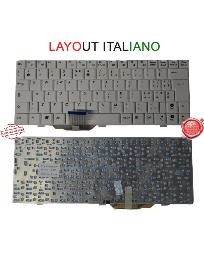 Tastiera ITALIANA ASUS EEE PC EEPC 1000 1000H 1000HA 1000HE 1000HV 1004DN BIANCA