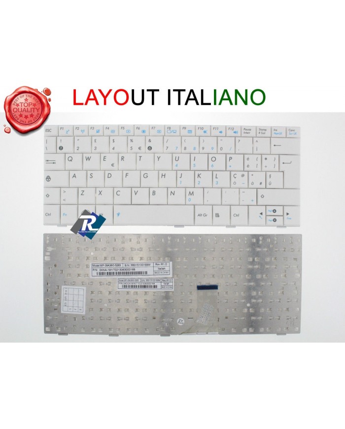 Tastiera ITALIANA ASUS EEE PC 1001 1005 1008 1008H 1008HA BIANCA