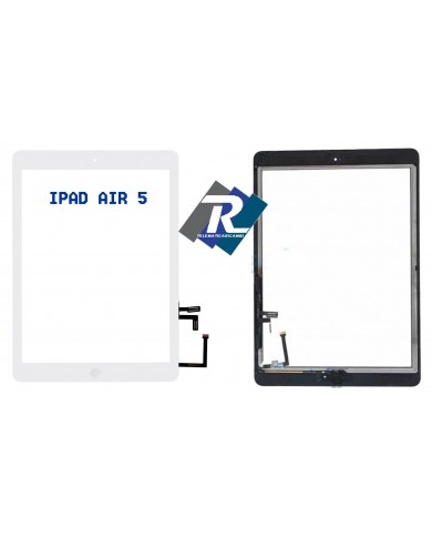 TOUCH SCREEN VETRO PER IPAD 5 AIR BIANCO A1474 A1475 A1476 + TASTO HOME + ADESIVI