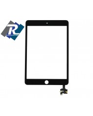 TOUCH SCREEN VETRO IPAD MINI 3 RETINA A1599 A1600 ADESIVI NERO NO TASTO HOME IC
