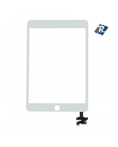 TOUCH SCREEN VETRO IPAD MINI 3 RETINA A1599 A1600 TASTO HOME IC ADESIVI BIANCO